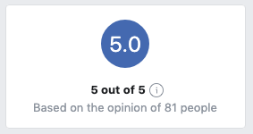 5.0 Rating on Facebook out of 5.0